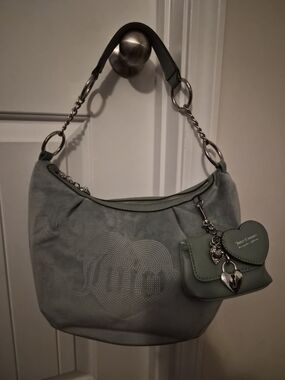 Juicy Couture Mint Green Shoulder Bag with Charm Pouch